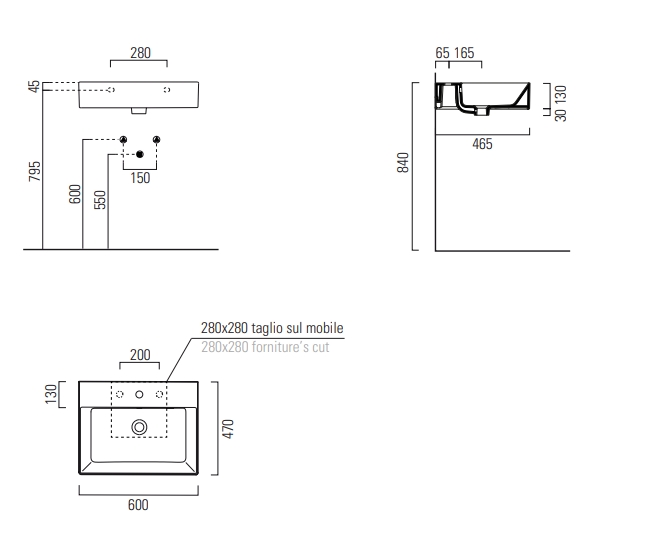 GSI Kube X Раковина подвесная/накладная 60x47 см, 1 отверстие, с переливом, цвет: белый глянцевый 9431111