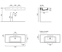 GSI Kube X Раковина подвесная/накладная 120x47 см, 1 отверстие, с переливом, цвет: белый глянцевый 9452111