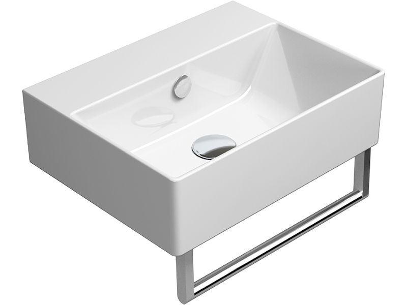 GSI Kube X Раковина подвесная/накладная 45x35 см, 1 отверстие, с переливом, цвет: белый глянцевый 9485111