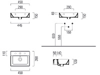 GSI Kube X Раковина подвесная/накладная 45x35 см, 1 отверстие, с переливом, цвет: белый глянцевый 9485111