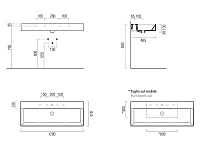 GSI Nubes Раковина подвесная/накладная 120x47 см, 1 отверстие, с переливом, цвет: белый глянцевый 9624111