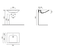 GSI Community Раковина подвесная 70x55 см, 1 отверстие, без перелива, без д/к, цвет: белый глянцевый 7632011