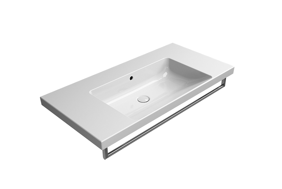 GSI Norm Раковина подвесная/встраиваемая 100x50 см, 1 отверстие, с переливом, цвет: белый глянцевый 8633111