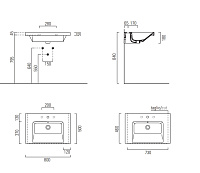 GSI Norm Раковина подвесная/встраиваемая 80x50 см, 1 отверстие, с переливом, цвет: белый глянцевый 8634111