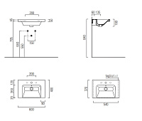 GSI Norm Раковина подвесная/встраиваемая 60x40 см, 1 отверстие, с переливом, цвет: белый глянцевый 8636111