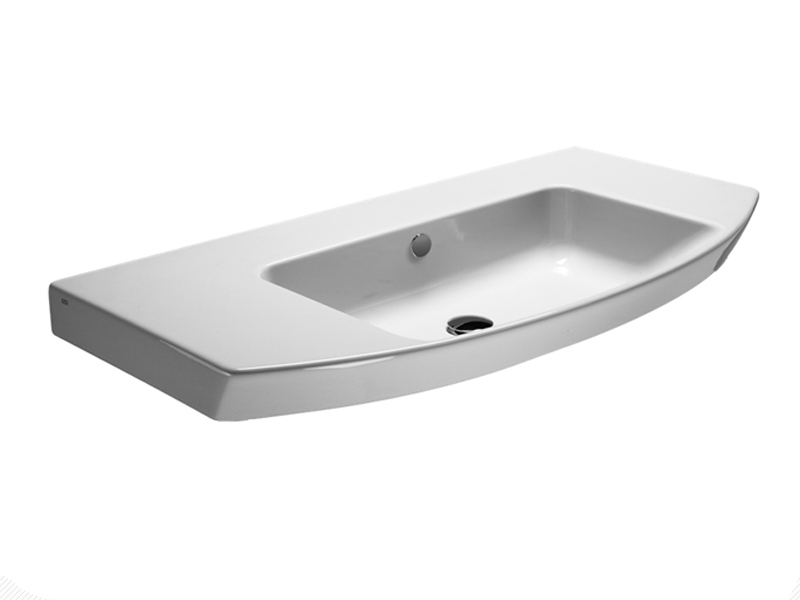GSI Norm Раковина подвесная/встраиваемая 100x50 см, 1 отверстие, с переливом, цвет: белый глянцевый 8643111