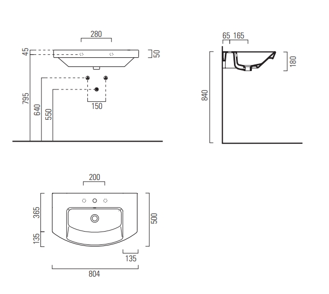 GSI Norm Раковина подвесная/встраиваемая 80x50 см, 1 отверстие, с переливом, цвет: белый глянцевый 8644111