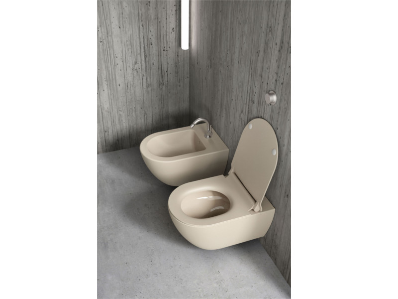 GSI Pura Унитаз подвесной 55x36 см безободковый, смыв swirlflush, цвет: creta opaco 881508