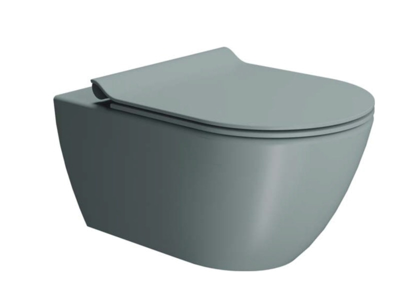 GSI Pura Унитаз подвесной 55x36 см безободковый, смыв swirlflush, цвет: ghiaccio opaco 881515