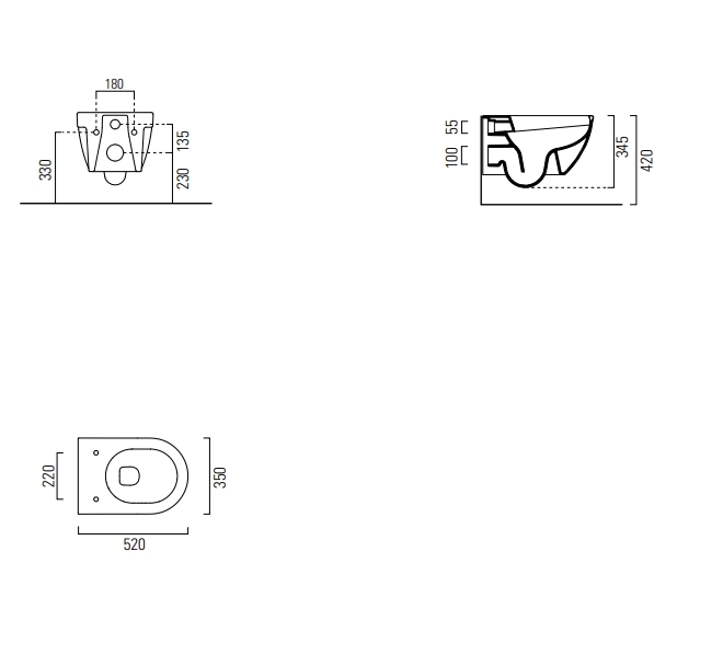GSI City Унитаз подвесной 52x35 см безободковый, смыв swirlflush, цвет: белый глянцевый 911511