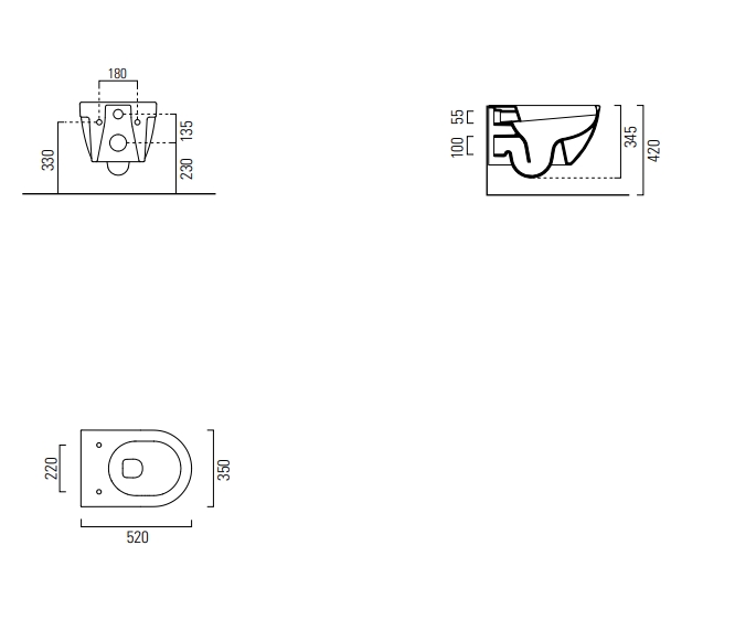 GSI City Унитаз подвесной 52x35 см безободковый, смыв swirlflush, цвет: белый глянцевый 911611