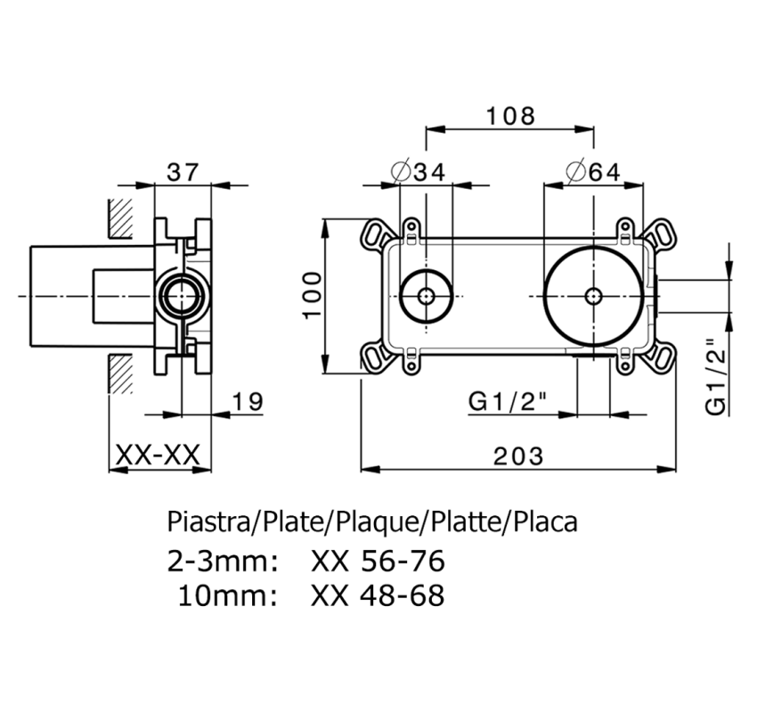 Cisal Внутренняя часть смесителя для раковины на 2 отверстия ZA00245004