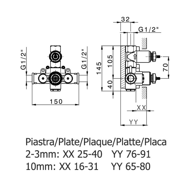 Cisal Встраиваемая часть термостатического смесителя для душа на 1 потребитель ZA00730104