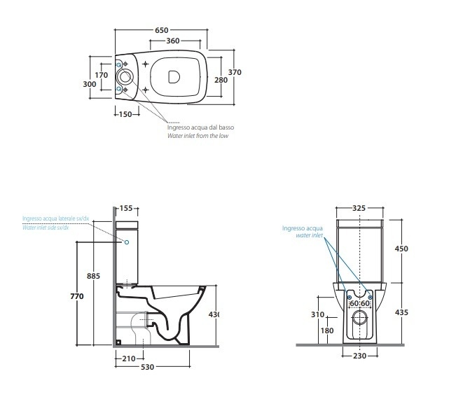 Globo Daily Чаша для унитаза приставная без крышки и бачка, с креплением, 37x67 см цвет: бел. глянц. DA003BI