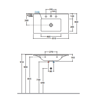 Globo Anita Раковина подвесная 81x46 см, с креплением и переливом, без д/к, цвет: белый HA081BI