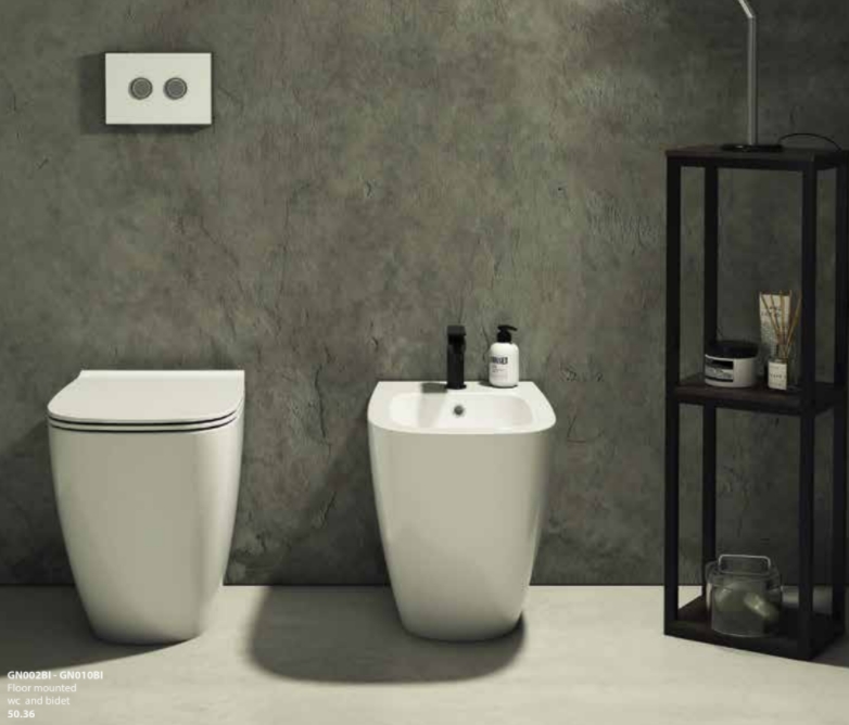 Globo Genesis Биде напольное 50x36см, с 1 отв. под смес., креплением и переливом, цвет: белый глянц. GN010BI