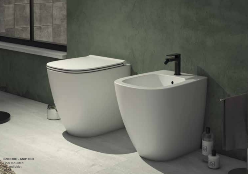 Globo Genesis Биде напольное 50x36см, с 1 отв. под смес., креплением и переливом, цвет: белый глянц. GN010BI