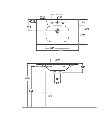 Globo Boulevard Раковина подвесная 86x51 см с креплением и переливом, без д/к, цвет: белый BL086BI