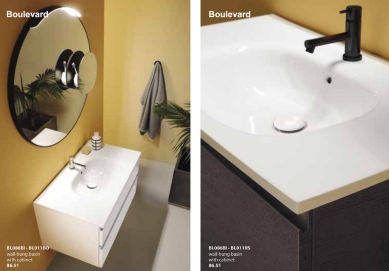 Globo Boulevard Раковина подвесная 86x51 см с креплением и переливом, без д/к, цвет: белый BL086BI