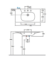 Globo Boulevard Раковина подвесная 96x51 см с креплением и переливом, без д/к, цвет: белый BL096BI