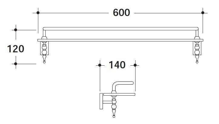 Globo Paestum Полка стеклянная 60x14 см, подвесная, цвет: хром PAMC47