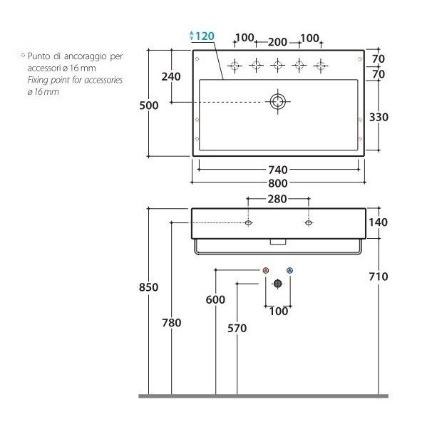 Globo Stone Полотенцедержатель 74 см, подвесной, цвет: хром PC8042