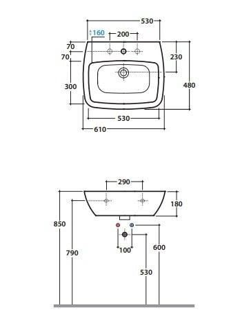 Globo Daily Раковина подвесная 61x48 см, с переливом и креплением, без д/к, цвет: белый глянцевый DA060BI
