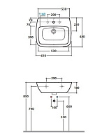 Globo Daily Раковина подвесная 61x48 см, с переливом и креплением, без д/к, цвет: белый глянцевый DA060BI