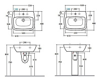 Globo Daily Раковина подвесная 61x48 см, с переливом и креплением, без д/к, цвет: белый глянцевый DA060BI