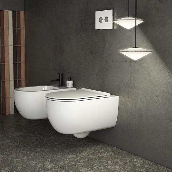 Globo Mode Биде подвесное 53x34 см, c 1 отверстием под смеситель и переливом, цвет: белый глянцевый MES09BI