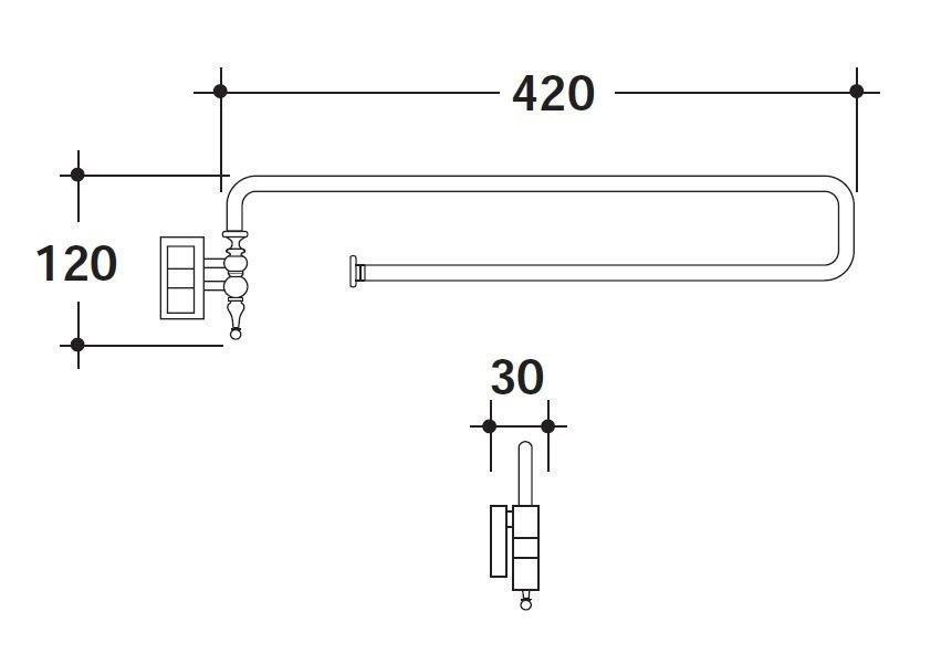 Globo Paestum Полотенцедержатель поворотный 42 см, подвесной, цвет: хром PAAC46
