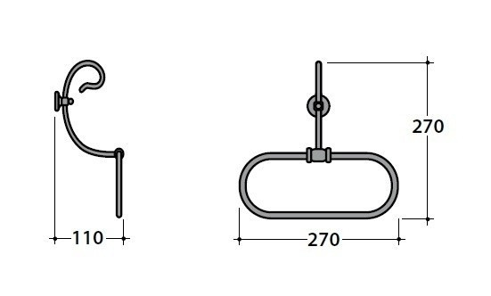 Globo Paestum Полотенцедержатель кольцевой 27 см, подвесной, цвет: состаренный металл PA046