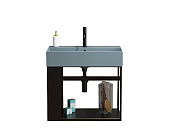 Globo Opi Консоль для раковины подвесная металлическая 71x37x52h см, цвет: черный матовый OP003PAR