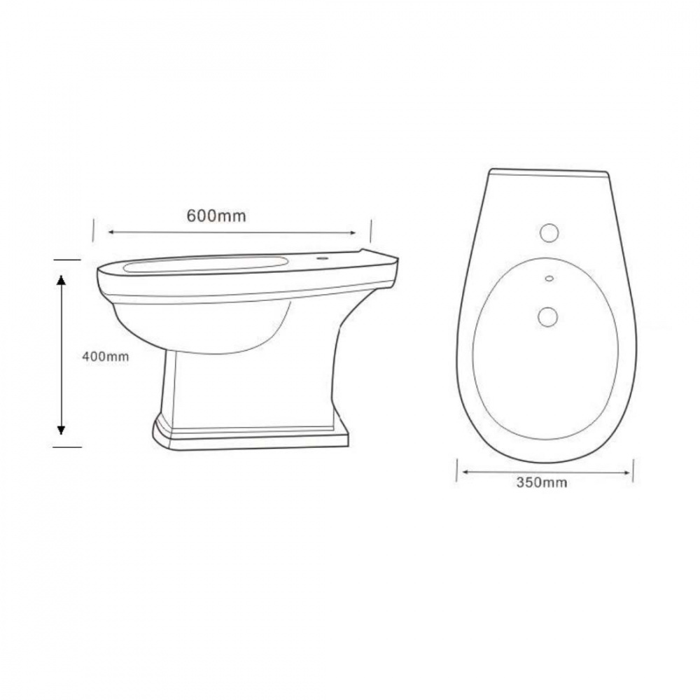 Boheme Vogue Биде напольное 60х35х40h см, 1 отверстие под смеситель, перелив, цвет: matt white 943