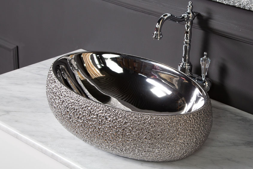 Boheme NeoArt Раковина чаша овальная 48х34х15h см, без перелива, цвет: silver 861