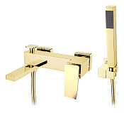 Boheme Q Смеситель для ванны с душевым комплектом: ручной душ, шланг, излив 18 см, цвет: gold 143-GG.2