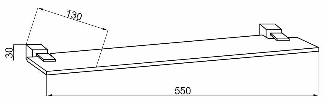 Boheme Venturo Полка стеклянная 55x13 см, подвесная, стекло прозрачное, цвет: chrome 10302