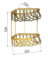 Boheme Imperiale Полка угловая 24,5 см, 2-х ярусная, цвет: gold 10427