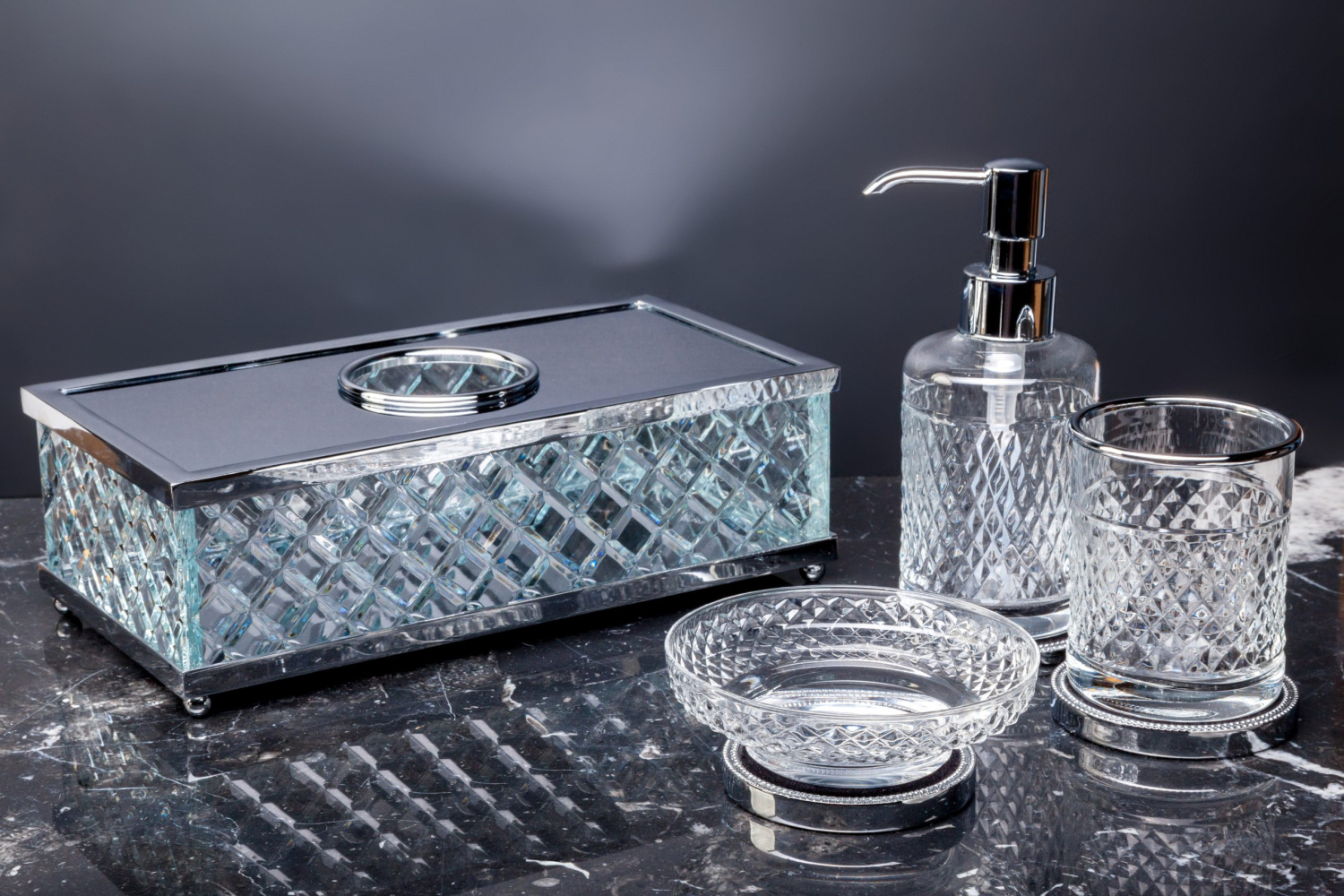 Boheme Murano Cristal Мыльница со стеклянной чашей, настольная, цвет: chrome 10204