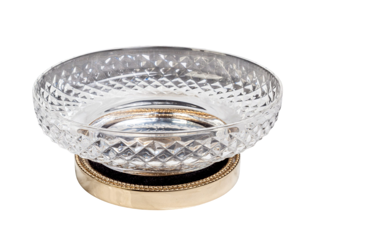 Boheme Murano Cristal Мыльница со стеклянной чашей, настольная, цвет: gold 10205