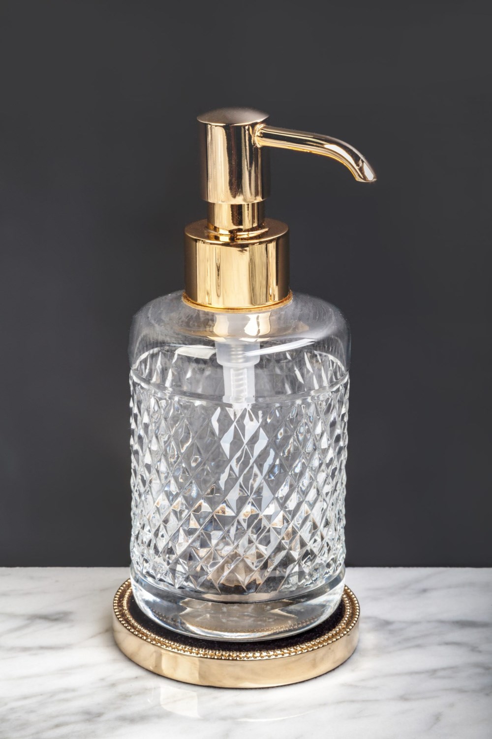 Boheme Murano Cristal Дозатор для жидкого мыла, настольный, стеклянная колба, цвет: gold 10228