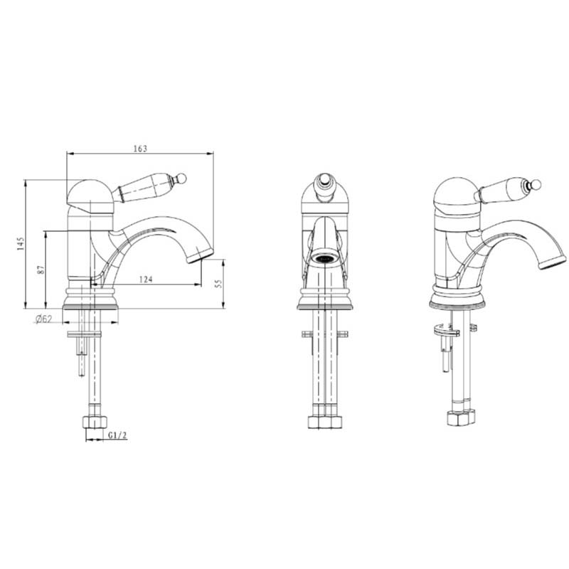 Boheme Tradizionale Nero Смеситель для раковины без дк, длина излива 12,4 см, цвет: gold 251