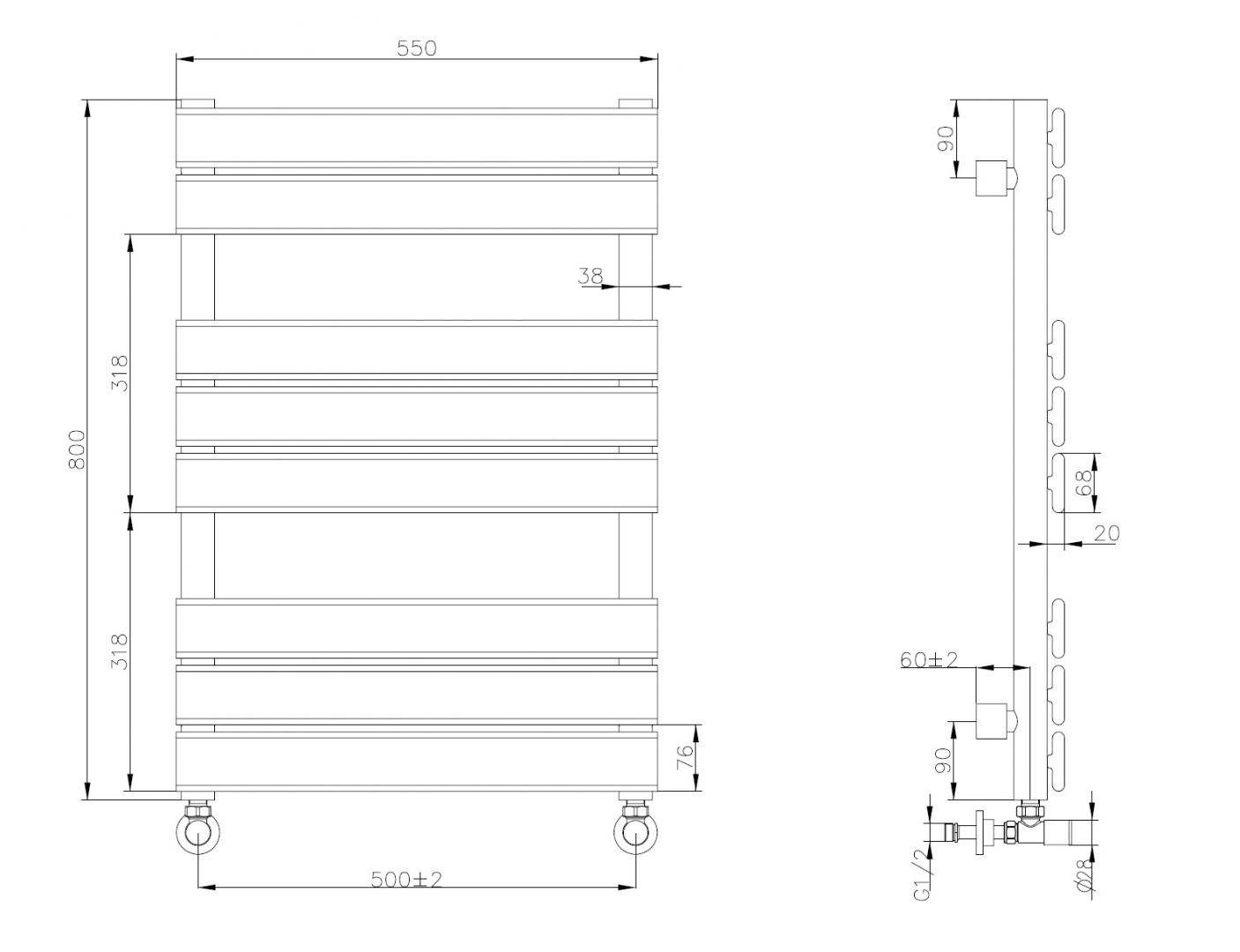 Boheme Venturo Spirale Полотенцесушитель водяной 50х80h см, цвет: matt white 720-MW
