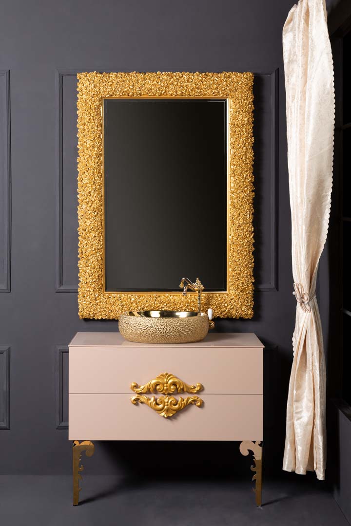 Armadi Art Neoart Зеркало прямоугольное подвесное 100х4х140h см, цвет: золото 539