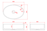 Boheme Monaco Раковина чаша овальная 50х35х14h см, без перелива, цвет: white 878-W