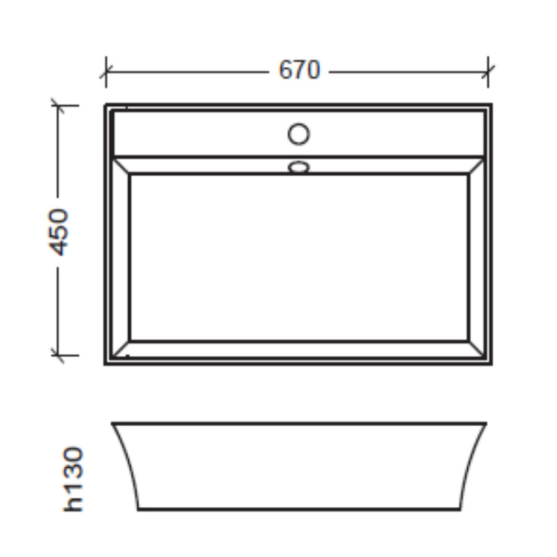 Armadi Art Раковина мебельная прямоугольная 67х45х13h см, цвет: белый 811-m