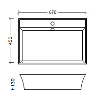 Armadi Art Раковина мебельная прямоугольная 67х45х13h см, цвет: белый 811-m