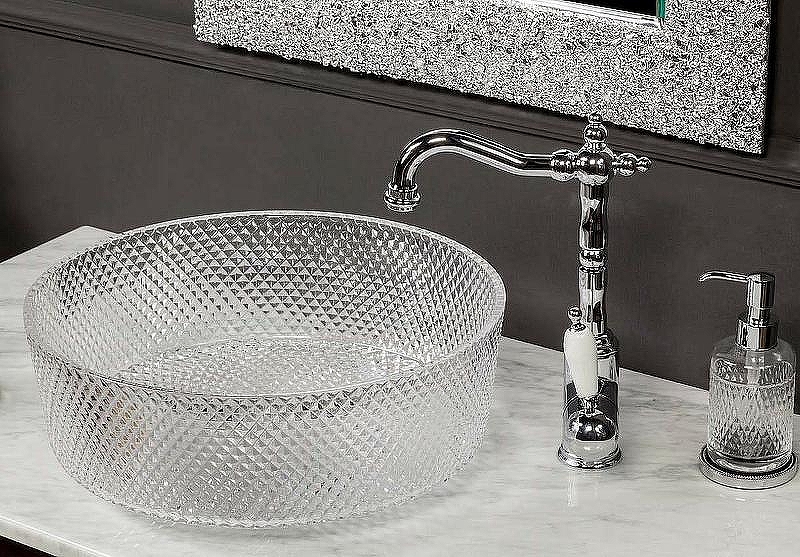 Boheme Monaco Раковина чаша 39х39х12h см, без перелива, хрусталь, цвет: silver 817-S