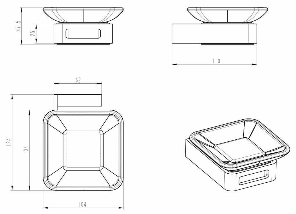 Boheme Q Мыльница со стеклянной чашей, подвесная, цвет: nickel brush 10943-NB