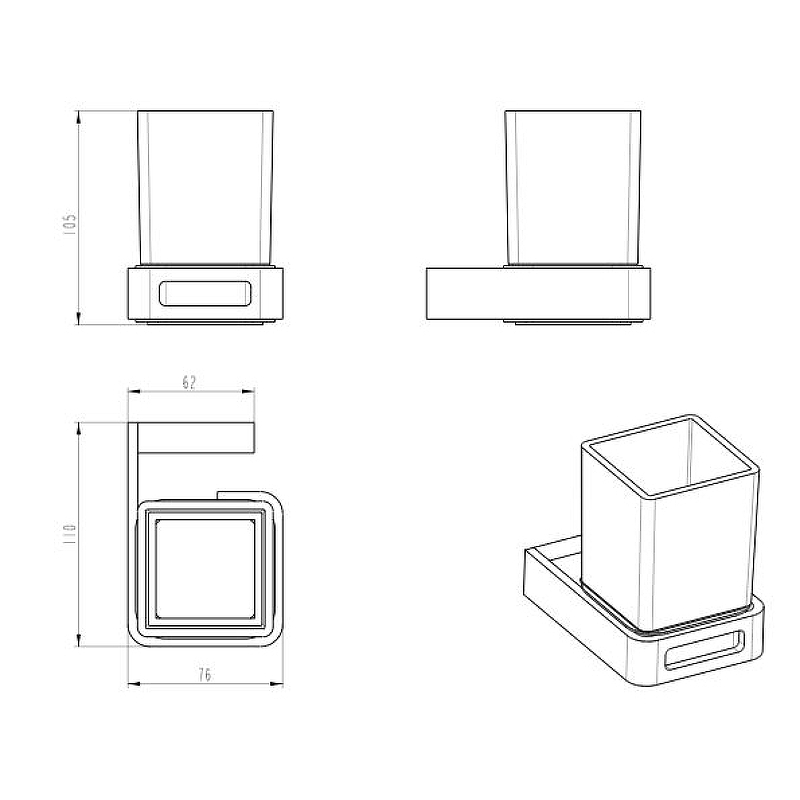 Boheme Q Стакан подвесной, стеклянный полупрозрачный, цвет: gun metall 10944-GM